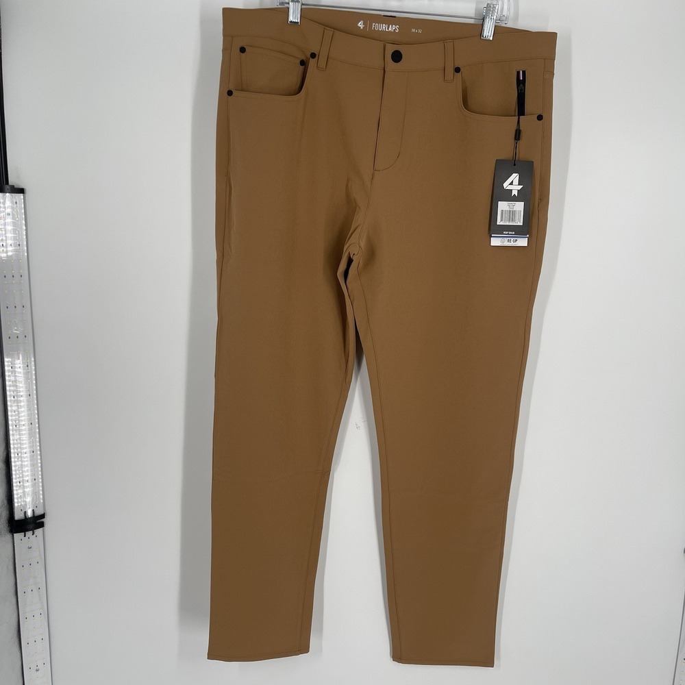 Fourlaps‎ Traverse Pants Dark Khaki Athletic Fit Performance Stretch Size 38x32